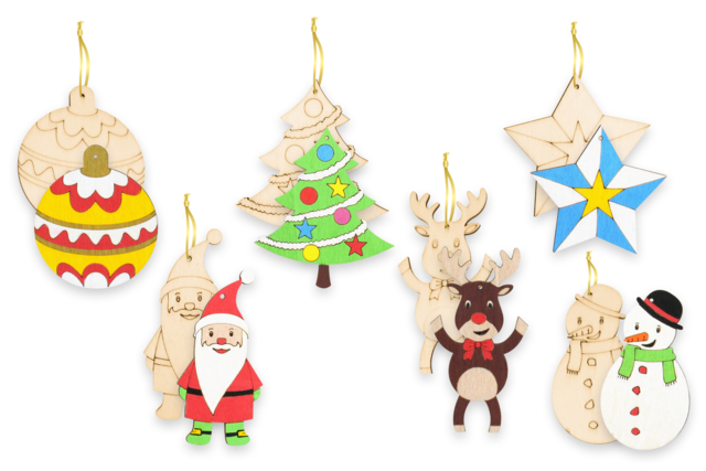 suspensiones navideñas en madera grabada - Guirlandes et suspensions de Noël - 10doigts.fr