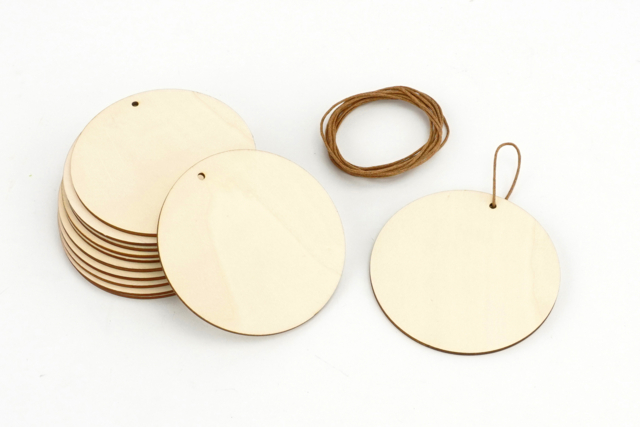 Wooden Round Ornaments - 12 Pieces - 1 - Christmas Supports - 10doigts.com - Supports de Noël - 10doigts.fr