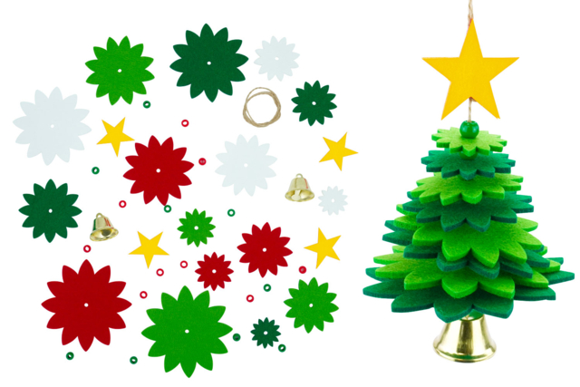 Felt Christmas Tree Ornaments Kit - 6 Pieces - 2 - Christmas Creative Kits for Children - 10doigts.com - Kits créatifs de Noël pour les enfants - 10doigts.fr
