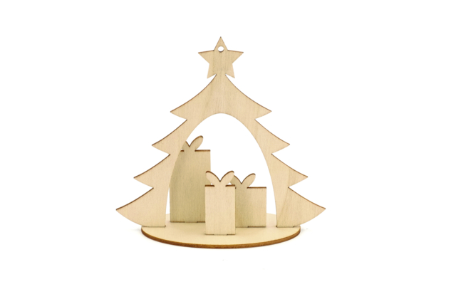 Wooden Tree Ornaments - 4 Pieces - 3 - Christmas Wooden Objects - 10doigts.com - Décorations de Noël en bois - 10doigts.fr