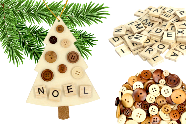 Wooden Tree Ornaments - 6 Pieces - 3 - Wooden Decorative Suspensions - 10doigts.com - Supports de Noël - 10doigts.fr