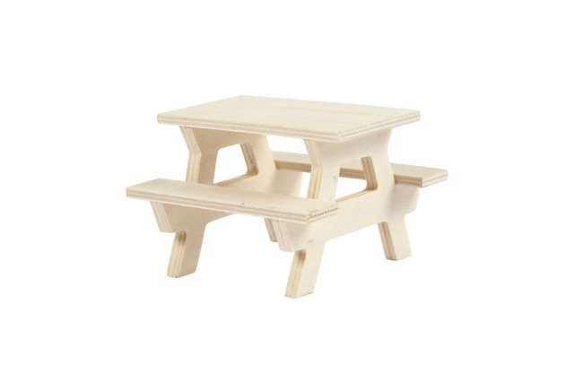 Mesa de picnic de madera  - Univers Miniature : maison de poupée et miniatures - 10doigts.fr