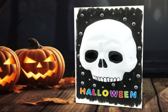 Cuadro Halloween : Cabeza de muerte - Carton plume et polystyrène - 10doigts.fr