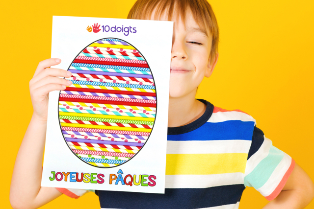 Cuadro huevo de Pascua con pajitas de cartón - Vaisselle jetable et réutilisable - 10doigts.fr