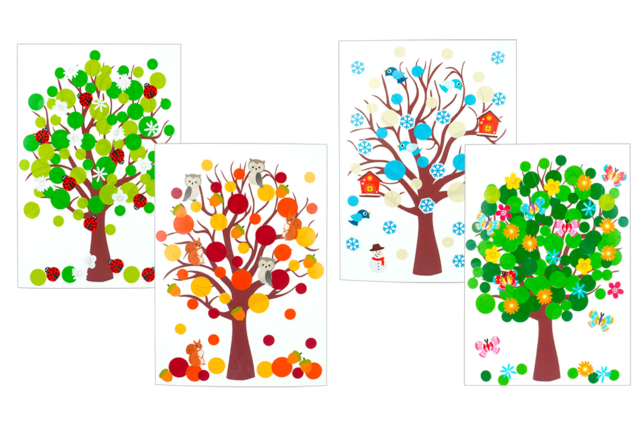4 Seasons Kit - 4 Tree Cards + Stickers - 3 - Educational Stickers - 10doigts.com - Gommettes pédagogiques : apprendre, grandir et s'éveiller par le jeu - 10doigts.fr