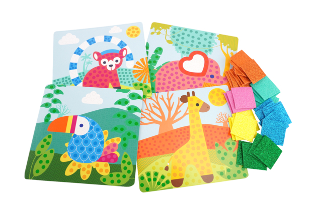 gomets de los animales de la jungla - Kits créatifs avec gommettes : le plein d’idées pour les petits artistes - 10doigts.fr