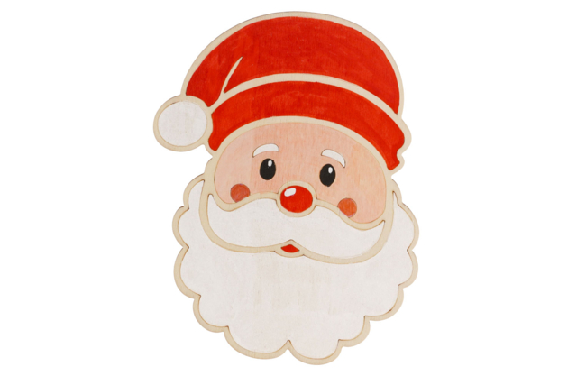 Wooden Santa Claus Head - 20 cm - 2 - Christmas Wooden Objects - 10doigts.com - Décorations de Noël en bois - 10doigts.fr
