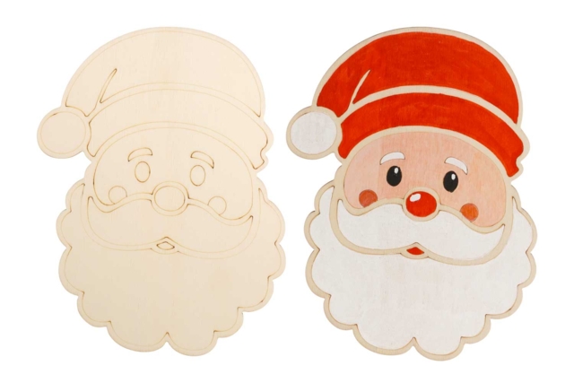 Wooden Santa Claus Head - 20 cm - 1 - Christmas Wooden Objects - 10doigts.com - Décorations de Noël en bois - 10doigts.fr