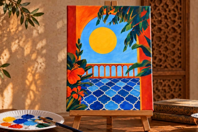 Lienzo Balcón Marrakech - Peinture aux numéros : découvrez l'art du tableau numéroté pour tous - 10doigts.fr