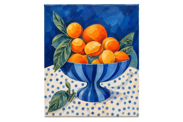 Toile imprimée à peindre - Les oranges - Peinture aux numéros : découvrez l'art du tableau numéroté pour tous - 10doigts.fr