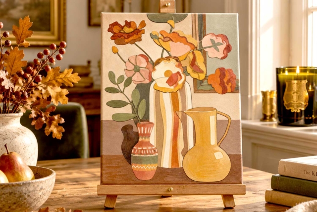 Lienzo para pintar - Los jarrones de otoño - Peinture aux numéros : découvrez l'art du tableau numéroté pour tous - 10doigts.fr