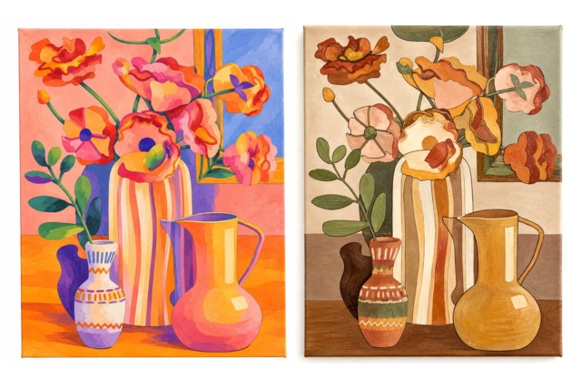 Lienzo para pintar - Vases ejemplos - Peinture aux numéros : découvrez l'art du tableau numéroté pour tous - 10doigts.fr