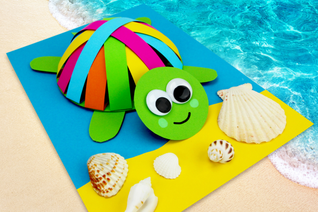 Tortuga en papel - Papiers colorés - 10doigts.fr