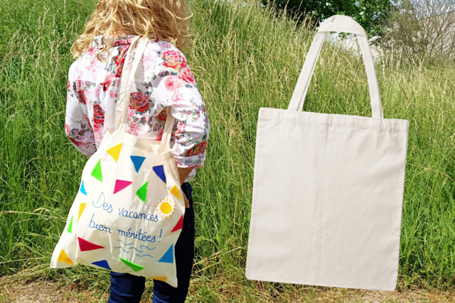 Cotton Tote Bag - 43 X 38 cm - 7 - Cotton, Linen - Textiles - 10doigts.com - Coton, lin - Textiles - 10doigts.fr