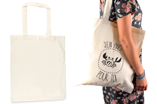 Cotton Tote Bag - 43 X 38 cm - 1 - Cotton, Linen - Textiles - 10doigts.com - Coton, lin - Textiles - 10doigts.fr