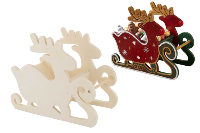 traineau en bois - Décorations de Noël en bois - 10doigts.fr