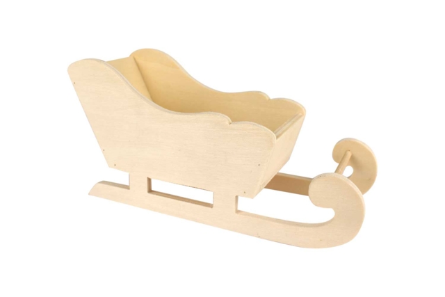 Large Natural Wooden Sleigh - 4 - Christmas Wooden Objects - 10doigts.com - Décorations de Noël en bois - 10doigts.fr