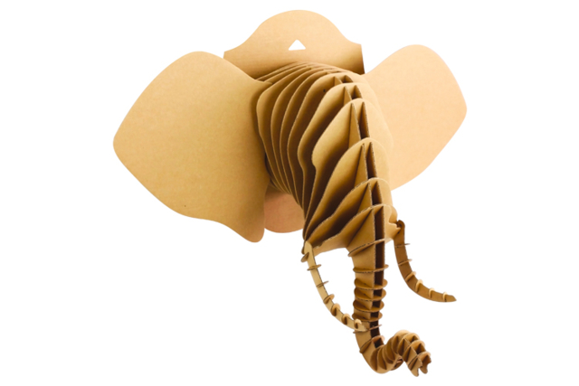 Cardboard Elephant Head Trophy to Assemble - 1 - Cardboard Decorations - 10doigts.com - Décors en carton - 10doigts.fr