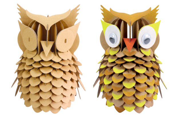 Cardboard Owl to Assemble - 1 - Cardboard Animals - 10doigts.com - Animaux en carton - 10doigts.fr