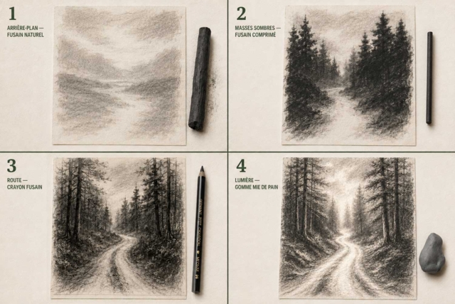 CHARCOAL DRAWING TUTORIAL - Crayons graphite et mines pour le dessin - 10doigts.fr
