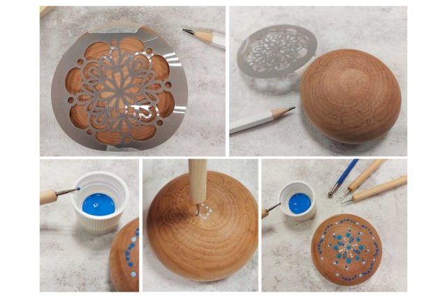tutorial mandala puntos - Pochoirs pour s'initier au dessin et à la peinture - 10doigts.fr