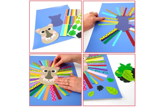 Lion Collage Boards - 4 Boards - 2 - Collage Activities - 10doigts.com - Activités collage et formes à coller - 10doigts.fr