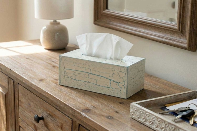 Wooden Tissue Box - 4 - Wooden Boxes - 10doigts.com - Boîtes en bois à décorer - 10doigts.fr