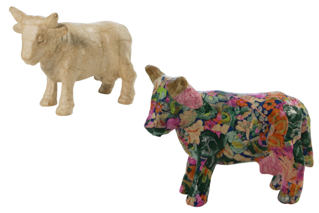 Paper Mâché Cow 13 cm - 5 - Cardboard Animals - 10doigts.com - Animaux en carton - 10doigts.fr
