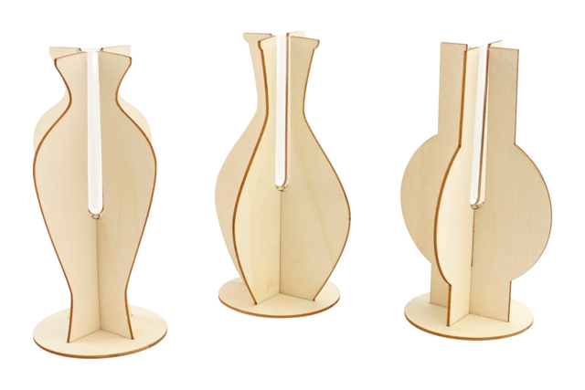 Wooden Vases and Bud Vases - 3 Pieces - 2 - Wooden Objects for the Home - 10doigts.com - Objets en bois à décorer pour la maison - 10doigts.fr