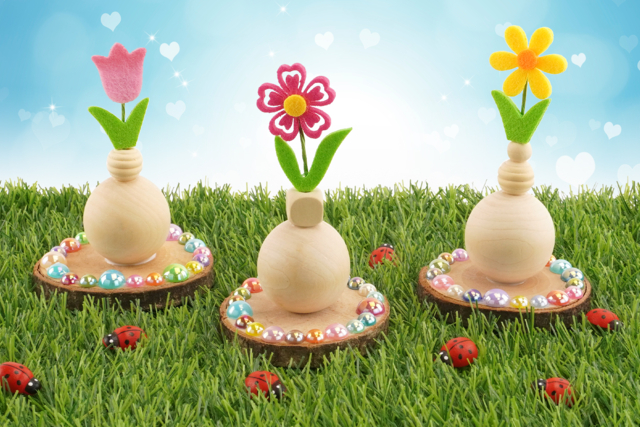 Felt Flowers on Stems - 8 Pieces - 4 - Decorative Flowers and Leaves - 10doigts.com - Décorations fleurs et feuilles : ajoutez une touche de nature à toutes vos créations - 10doigts.fr