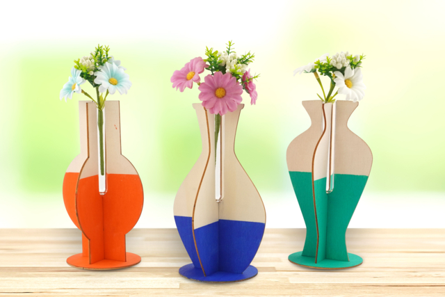 Wooden Vases and Bud Vases - 3 Pieces - 1 - Wooden Objects for the Home - 10doigts.com - Objets en bois à décorer pour la maison - 10doigts.fr