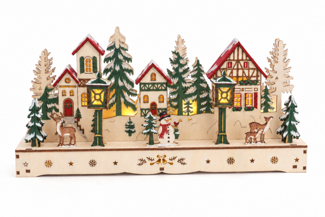 wooden Christmas village to paint - Crèches et villages de Noël à fabriquer - 10doigts.fr