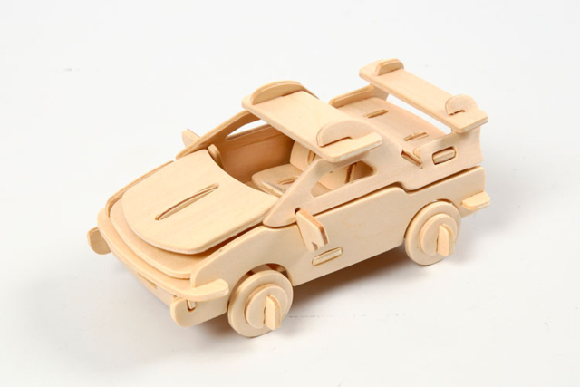 3D Natural Wood Car Kit - 1 - Wood Models - 10doigts.com - Maquettes en bois - 10doigts.fr