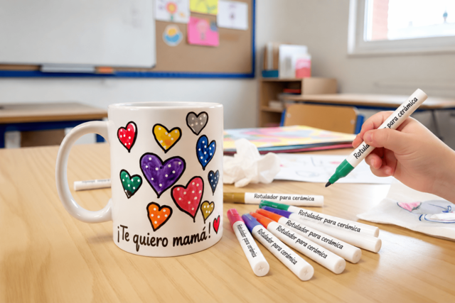 taza mamá con rotulador de porcelana - Peinture verre et faïence - 10doigts.fr