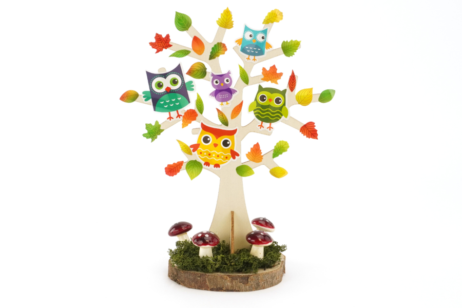 Autumn Tree and Owls