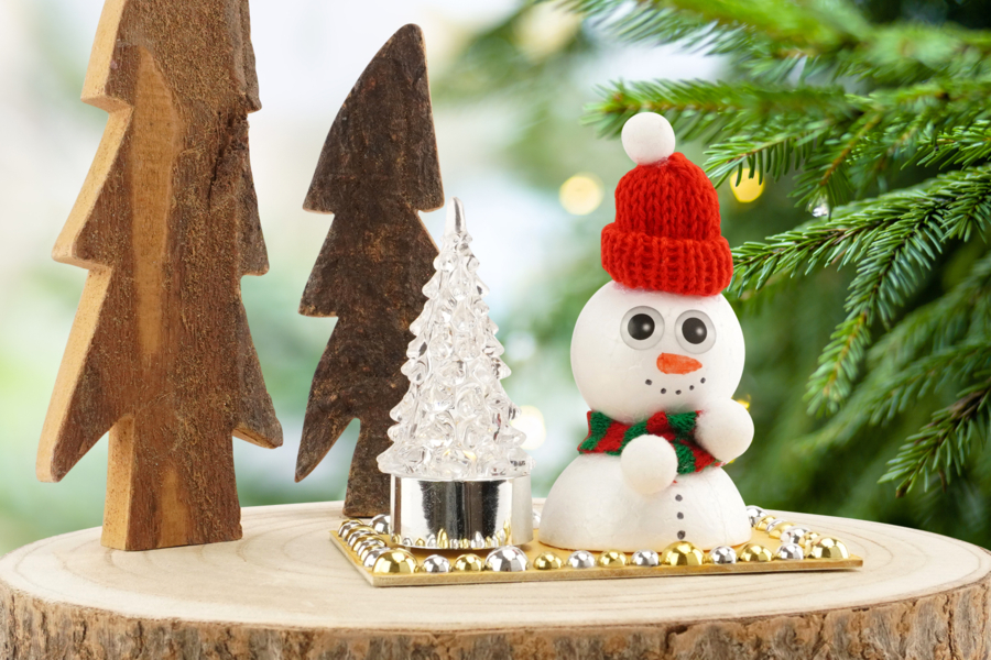 Snowman and Lighted Tree