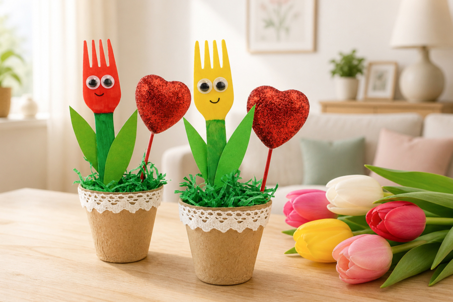 Tulip and Heart in a Pot